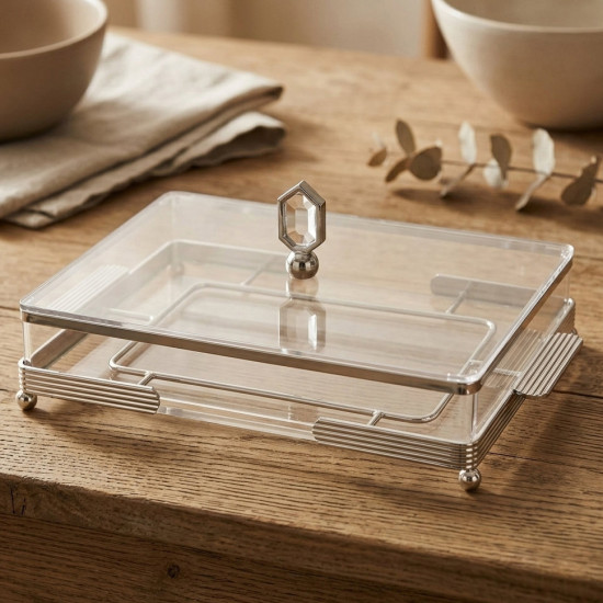 Acrylic & Metal Rectangular Serving Platter Large